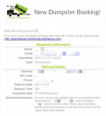 Dumpster Booking Alley Request